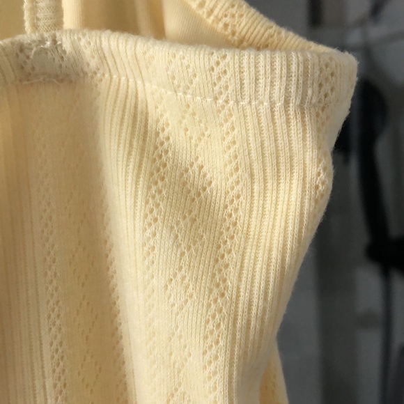 Edikted butter yellow pointelle mini dress stretch M dainty rosette - Picture 5 of 12